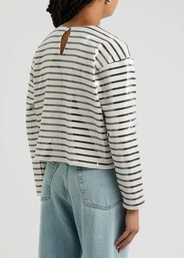 FRAME Striped sequin-embellished cotton top 3