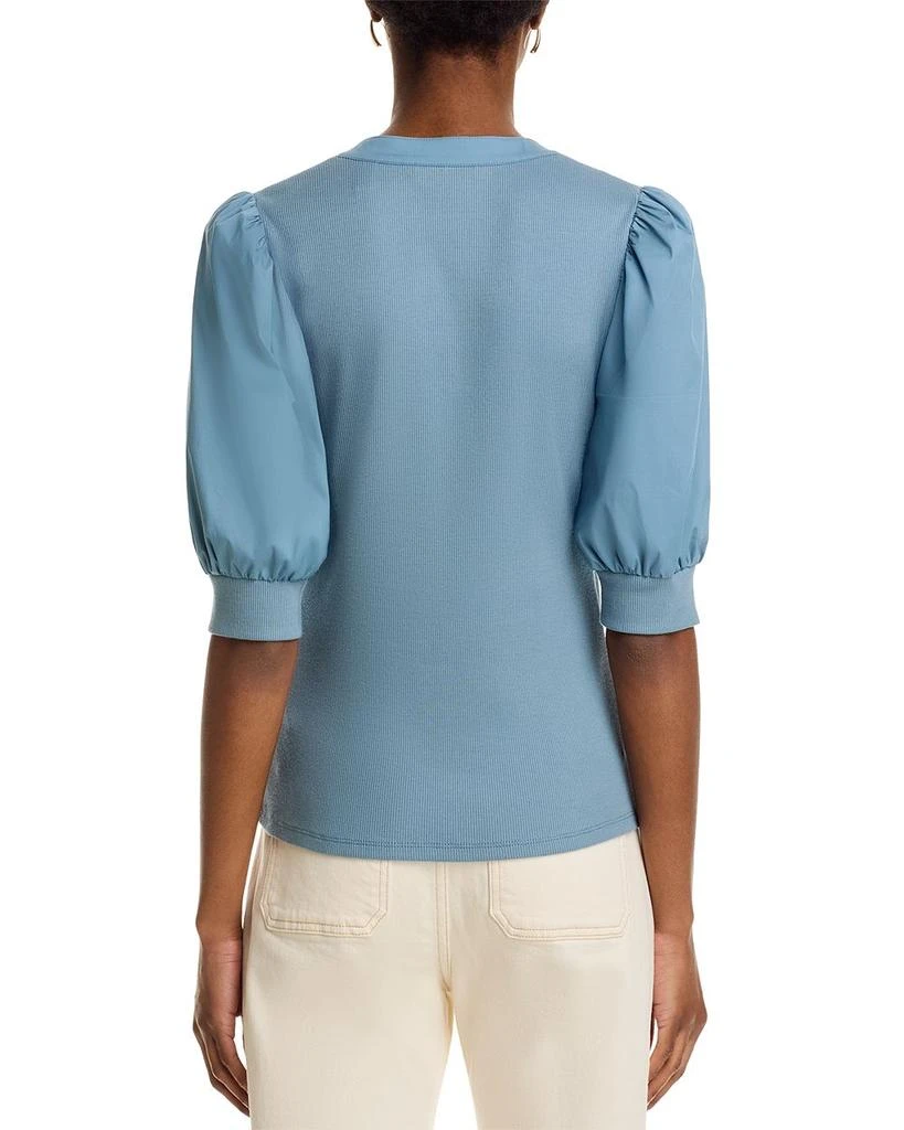 VERONICA BEARD Coralee Mixed Media Puff Sleeve Top 3