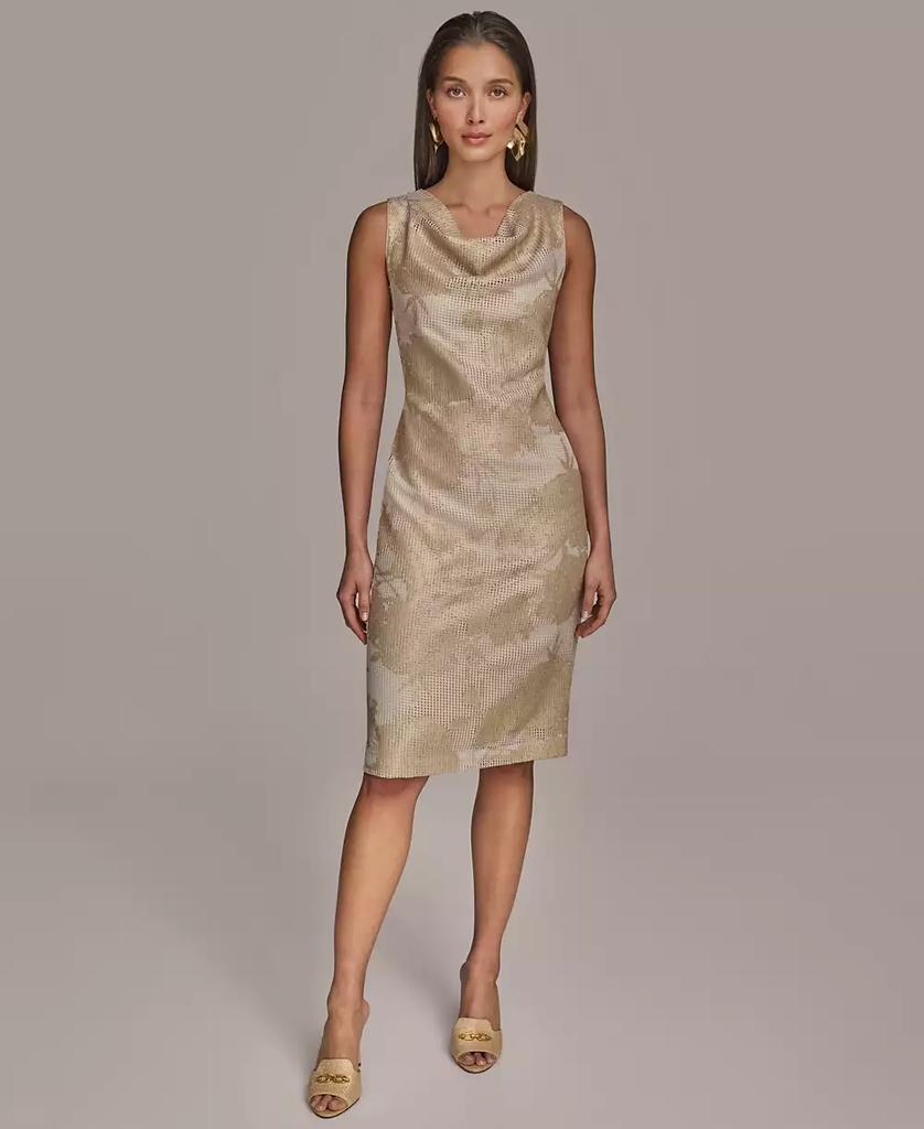 Donna Karan Women's Sequined Cowlneck Sheath Dress