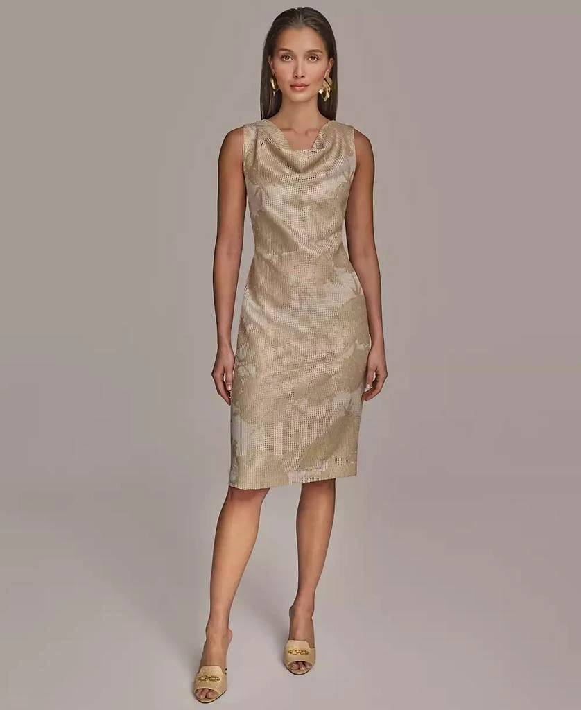 Donna Karan Women's Sequined Cowlneck Sheath Dress 1