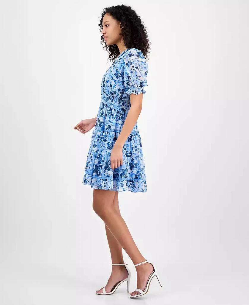 Taylor Women's Printed Smocked-Waist Fit & Flare Dress 4