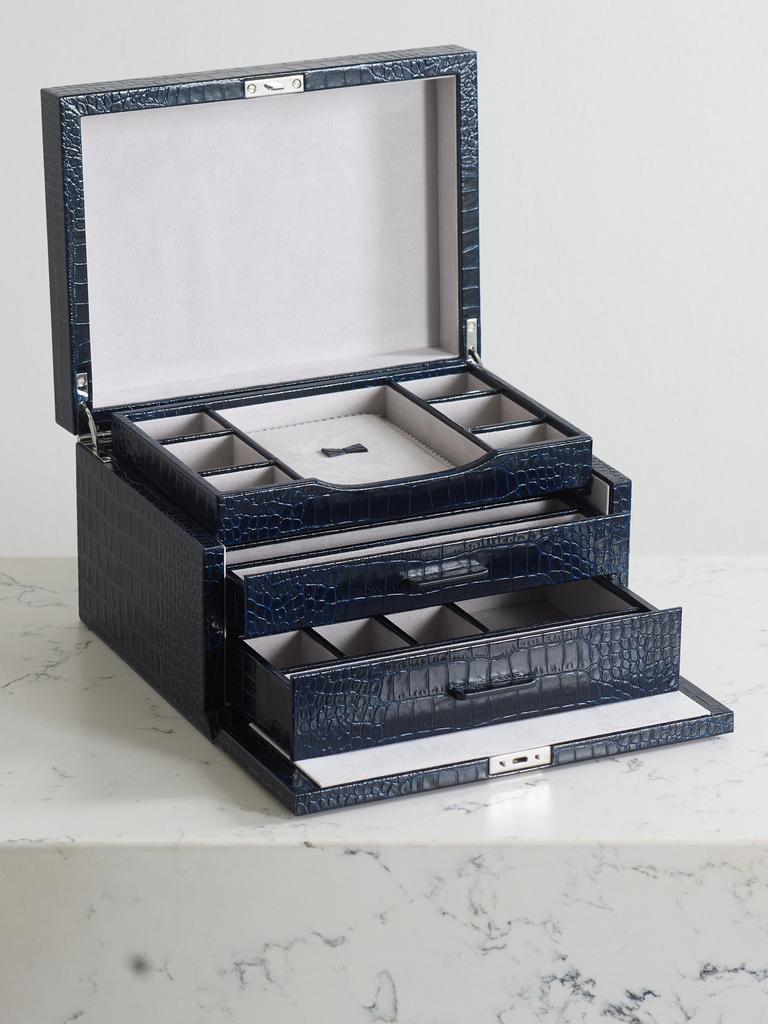 SMYTHSON Mara 仿鳄鱼纹皮革首饰盒