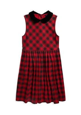 Ralph Lauren Childrenswear Lauren Childrenswear Girls 7 16 Buffalo Check Stretch Ponte Dress 1