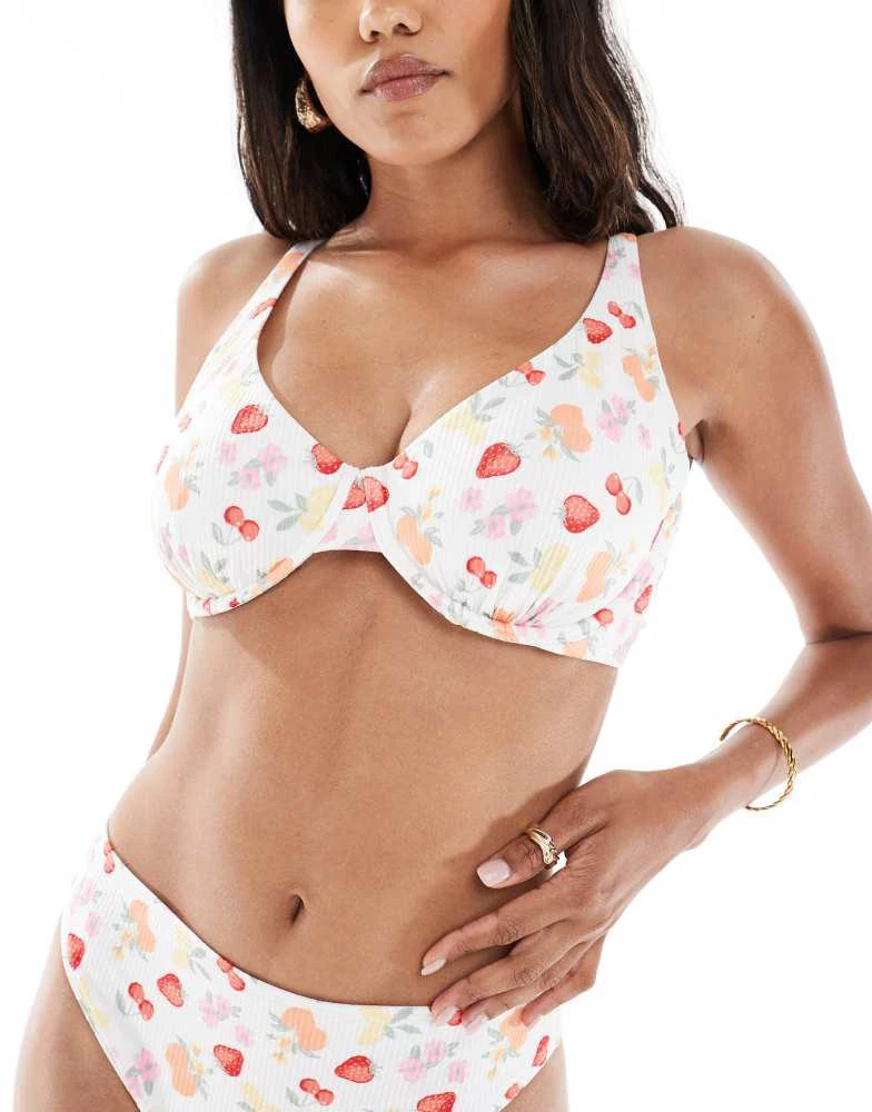 HOLLISTER Hollister curvy underwire bikini top co-ord in fruit print 1