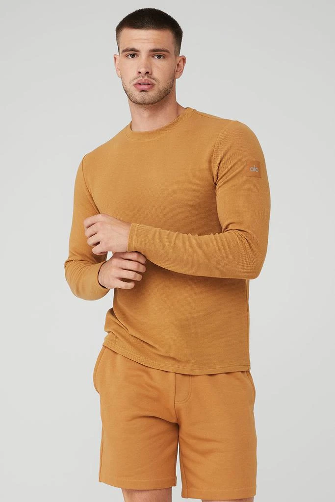 Alo Micro Waffle Fast Break Long Sleeve Tee - Toffee 1
