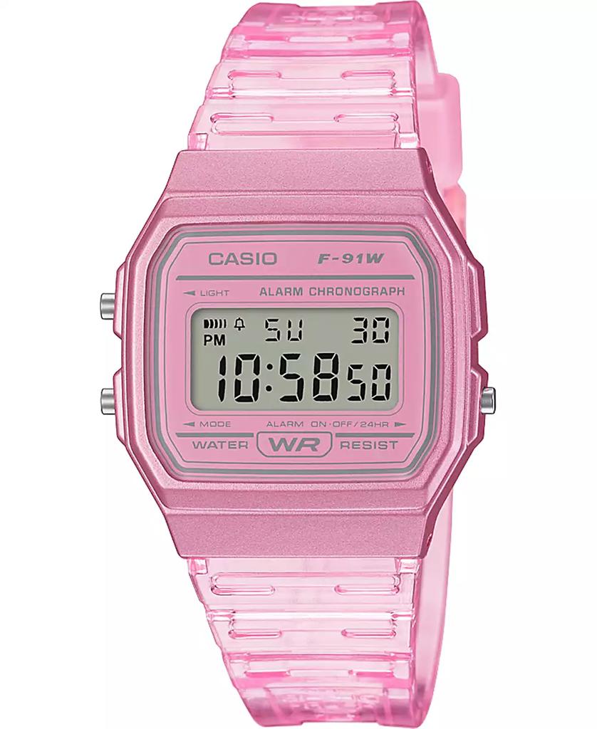 Casio Unisex Digital Pink Jelly Strap Watch 35.2mm