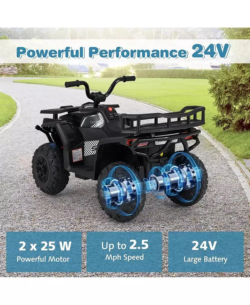 Mecale 24V Kids Ride on Electric ATV Quad Car with Realistic Sounds and LED Lights-Black 6