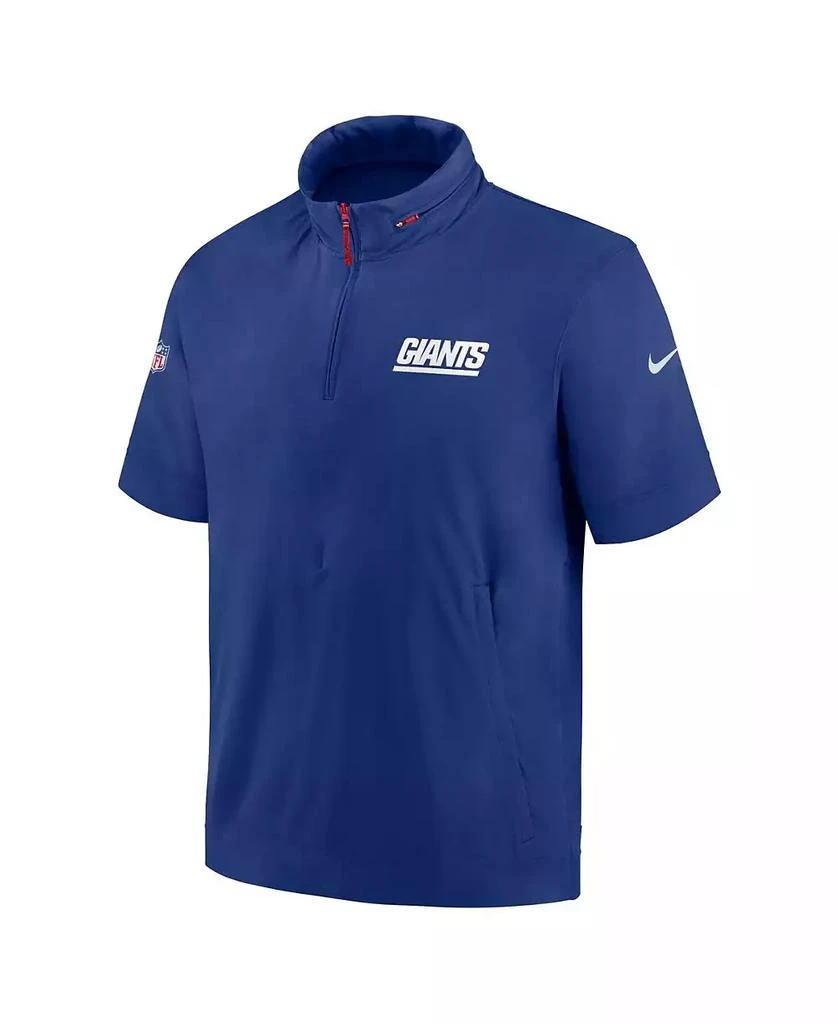 NIKE Men's Royal New York Giants 2024 Sideline Coach Short Sleeve Half-Zip Hoodie Jacket 3