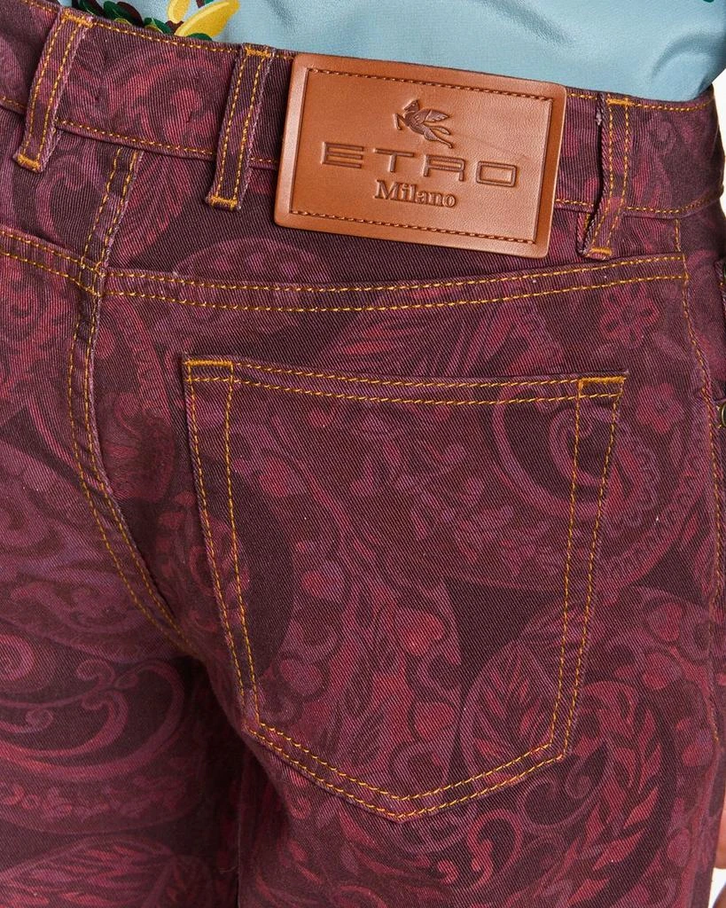 ETRO Flared Leg Jeans in Burgundy Print 5