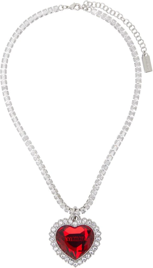 Vetements Silver Crystal Heart Necklace