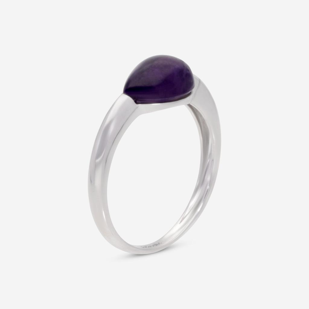 SuperOro SuperOro Soft 18K White Gold Dark Amethyst Statement Ring SOFT/A001