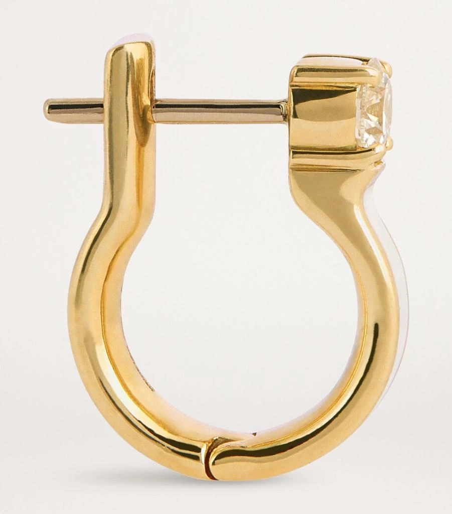 Melissa Kaye Yellow Gold, Diamond and Enamel Honey Hoop Earrings 4