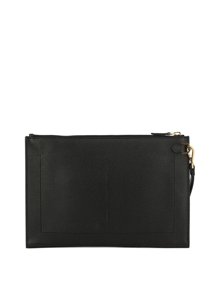 Tom Ford Tom Ford Logo Stamp Zipped Clutch Bag - Handbags