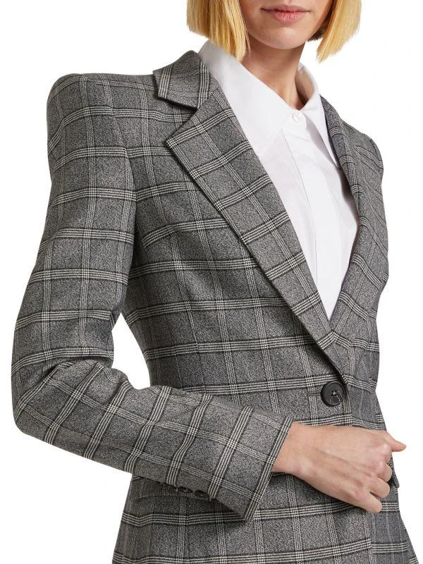 Sergio Hudson Wool-Blend Windowpane Plaid Blazer 4