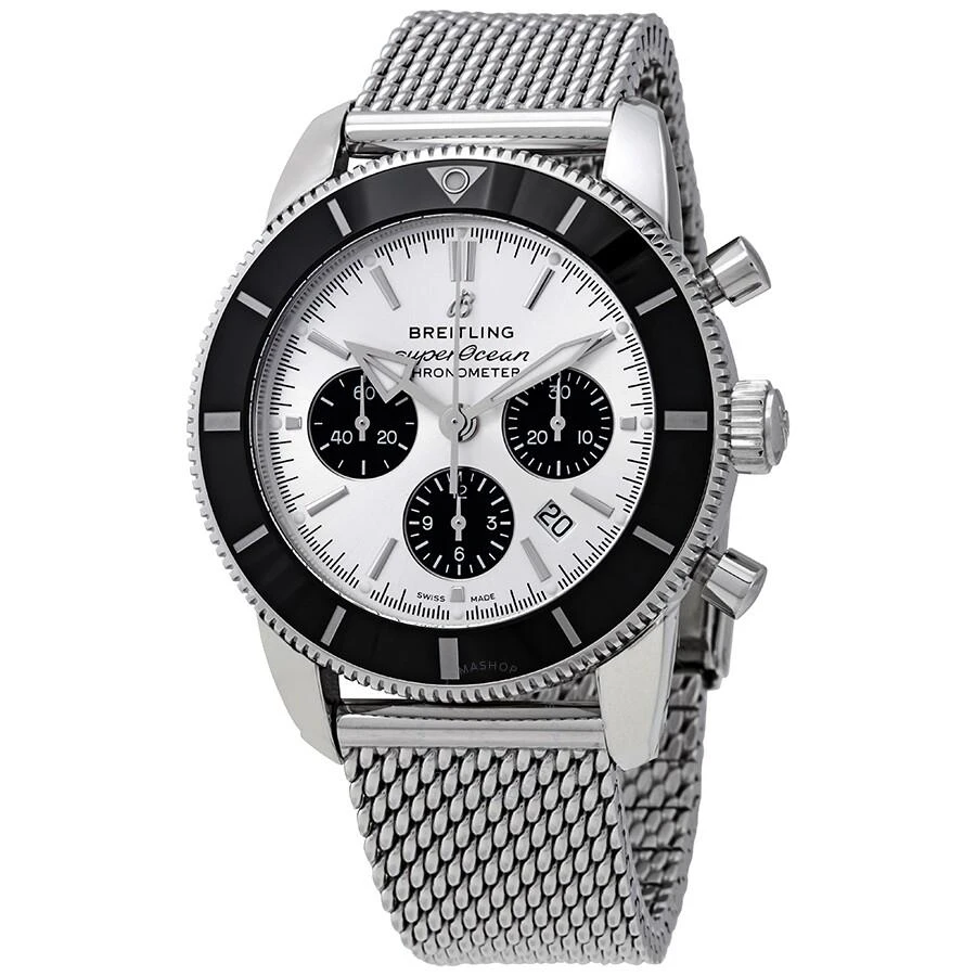 BREITLING Superocean Heritage II Chronograph 44 Automatic Chronometer Silver Dial Men's Watch AB0162121G1A1 1