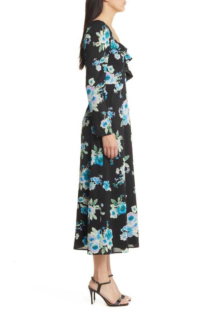 Charles Henry Floral Print Ruffle Long Sleeve Midi Dress 3