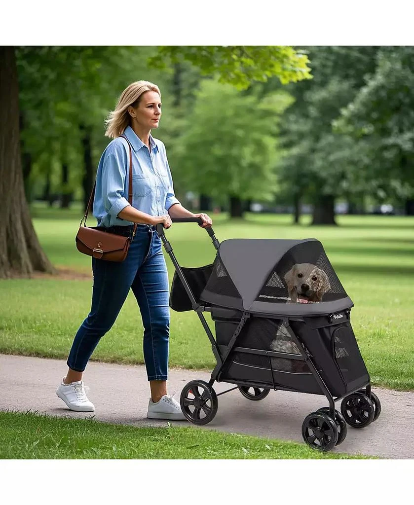 Gymax Dog Stroller for Small Medium Dogs w/ Dual Entry Ramp All-Terrain Wheels 2