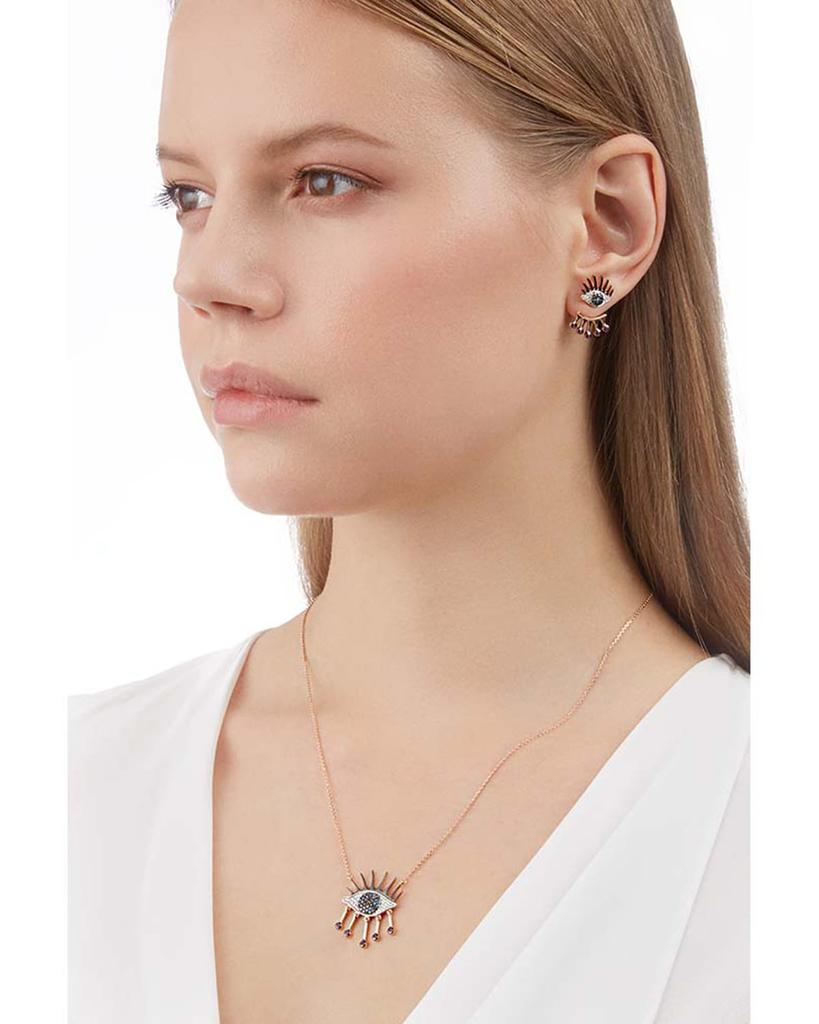 Bee Goddess Eye Light Diamond and Ruby Pendant Necklace