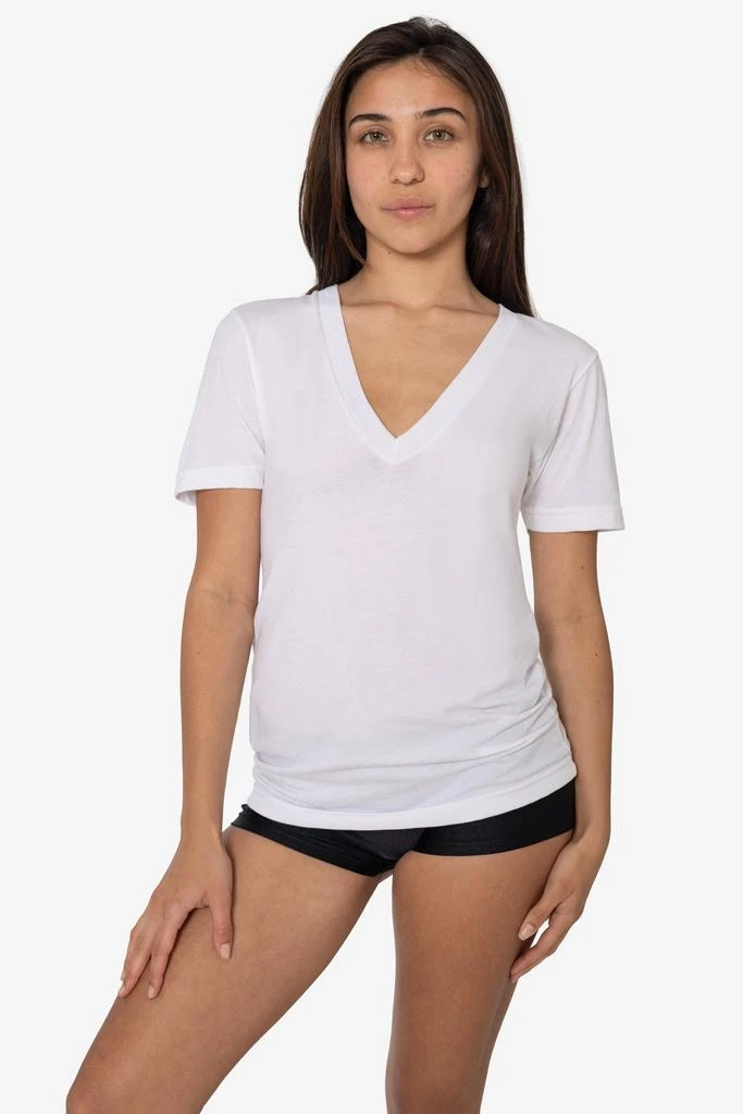 Los Angeles Apparel 6456 - 40/1 Jersey Deep V-Neck T-Shirt 1