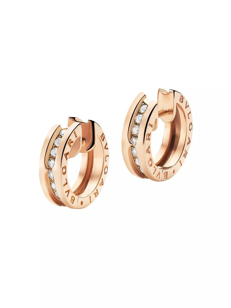 BVLGARI B.Zero1 18K Rose Gold & Diamond Huggie Hoop Earrings 1