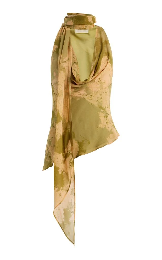 De La Vali De La Vali Exclusive Diosa Cowl-Neck Georgette Scarf Top - Moda Operandi