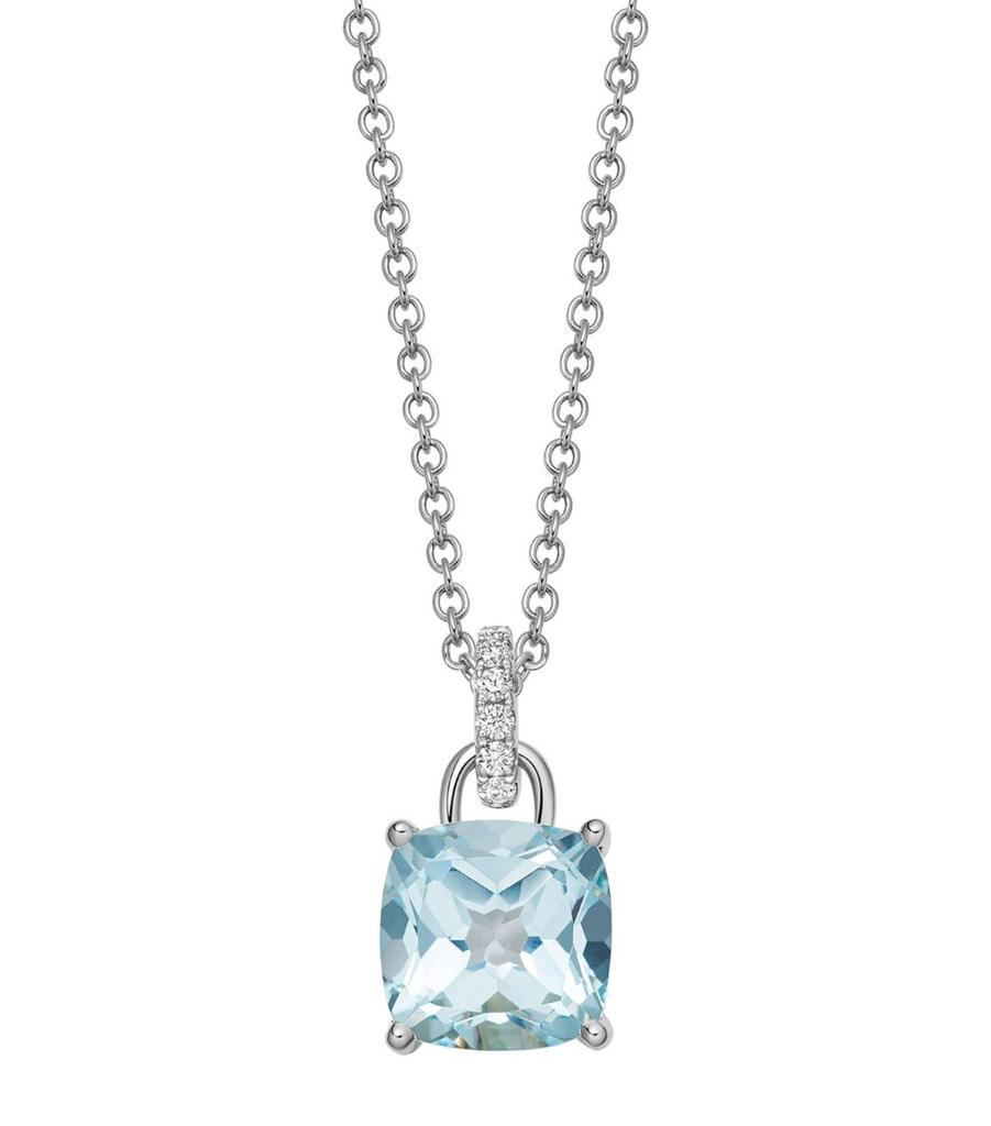 Kiki McDonough White Gold, Diamond and Blue Topaz Kiki Classics Necklace