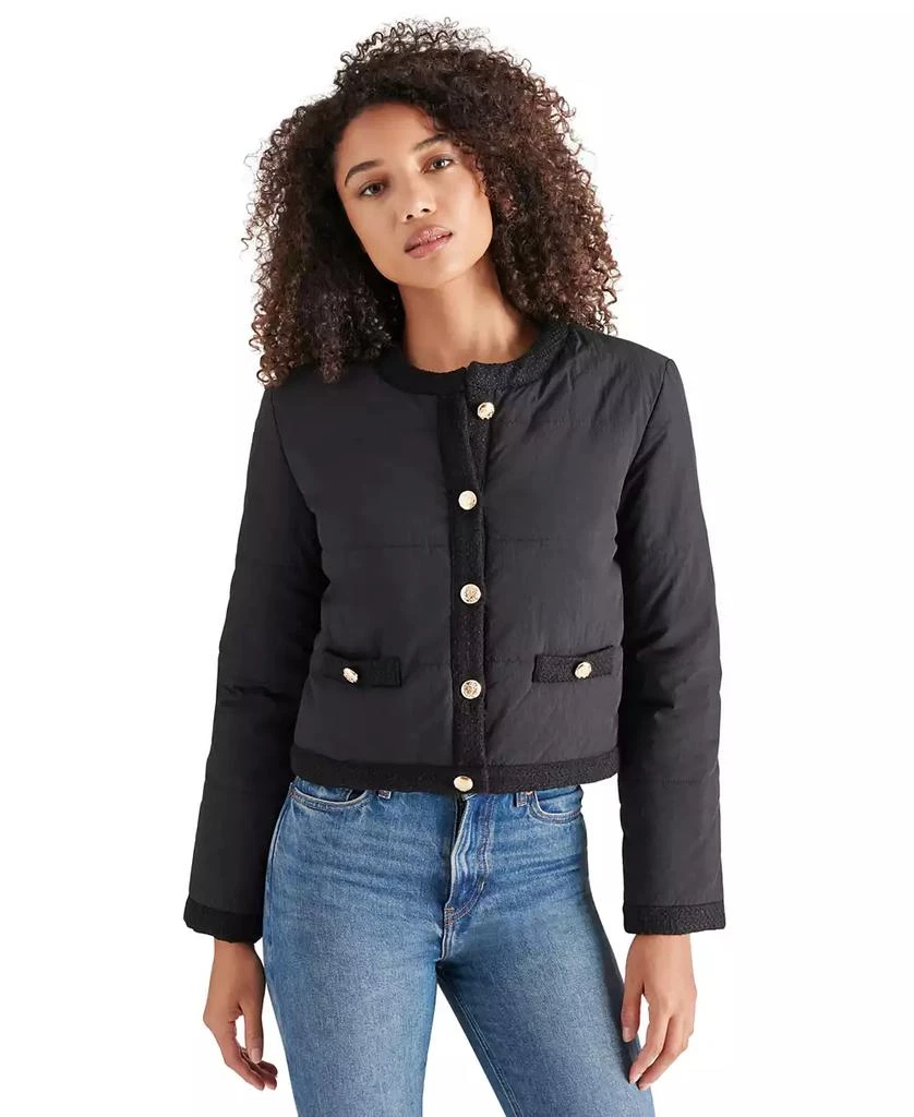 Steve Madden Women's Coppelia Tweed-Trim Puffer Jacket 5