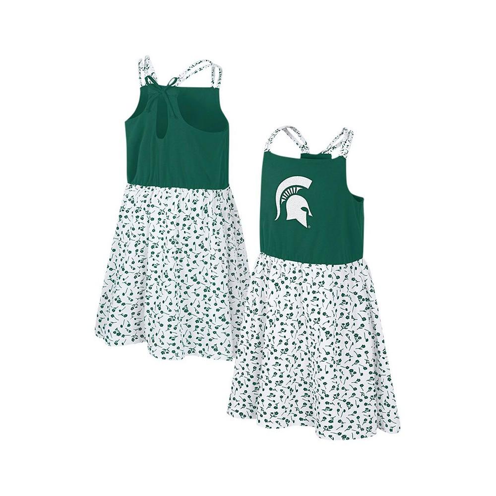 Colosseum Big Girls Green, White Michigan State Spartans Robin Floral Dress