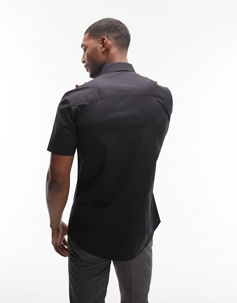 Topman Topman short sleeve formal slim fit shirt in black 2