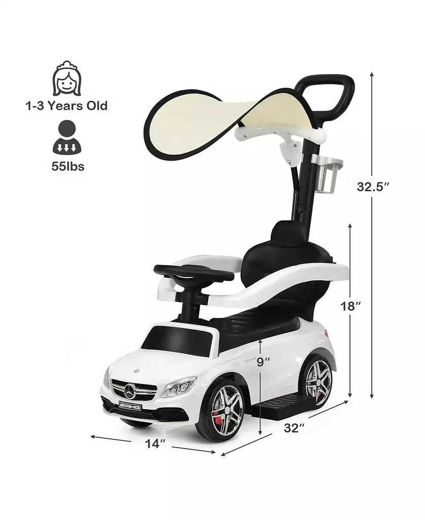 Mecale 3-in-1 Ride on Push Car Mercedes-Benz Licensed Sliding Car with Canopy 5