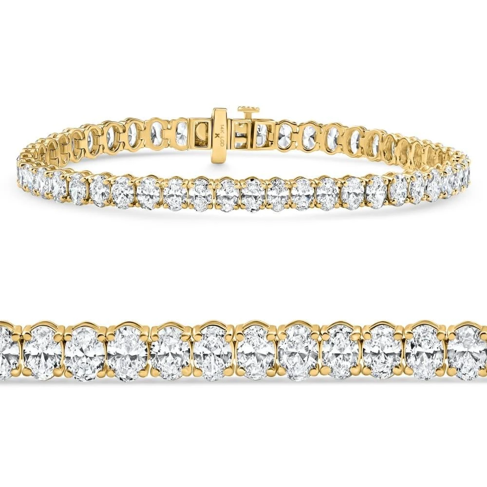 Pompeii3 10Ct Oval Cut Diamond Tennis Bracelet 7" 14k Yellow Gold Lab Grown Size: Medium