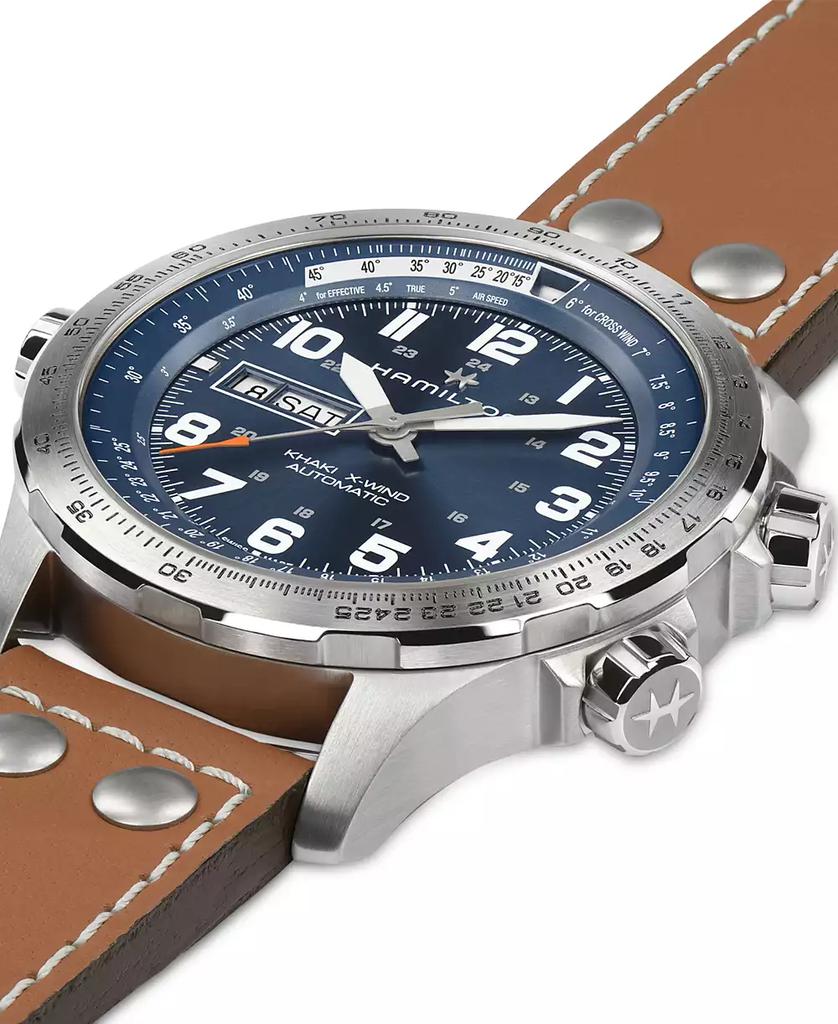 Hamilton Men's Swiss Khaki X-Wind Brown Leather Strap Watch 45mm