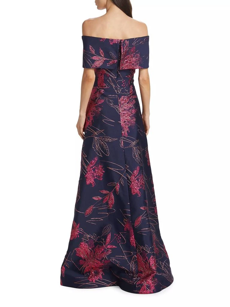 Teri Jon Floral Jacquard Off-The-Shoulder Gown 5