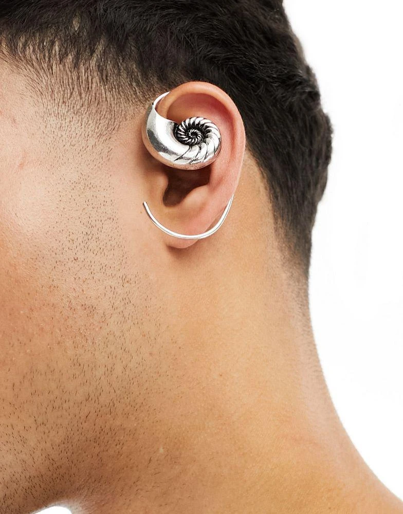 ASOS ASOS DESIGN shell design ear cuff in silver tone 1