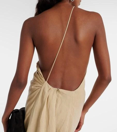 strapless open back dress Orange Linen Clementine Maxi Dress main image 1