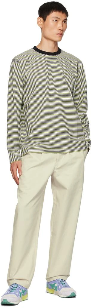 Noah Black & Green Striped Long Sleeve T-Shirt 4