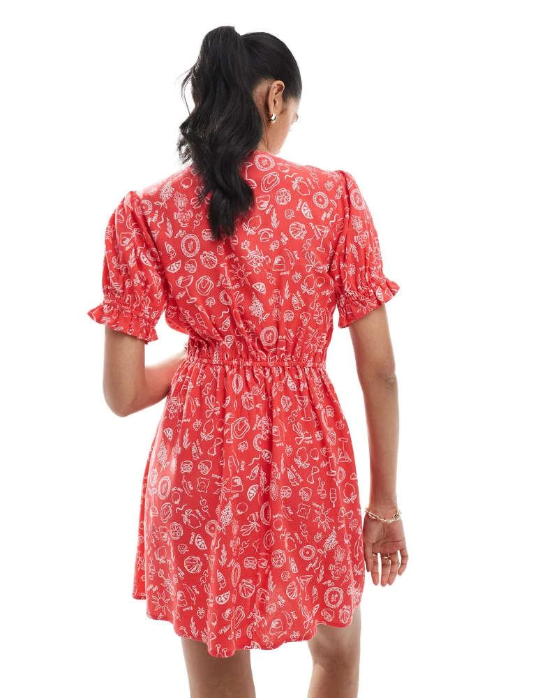 strapless open back dress Wine Red Tulle Short Sleeves Tea Length Party Dress with Lace, Dark Re   Cutedressy