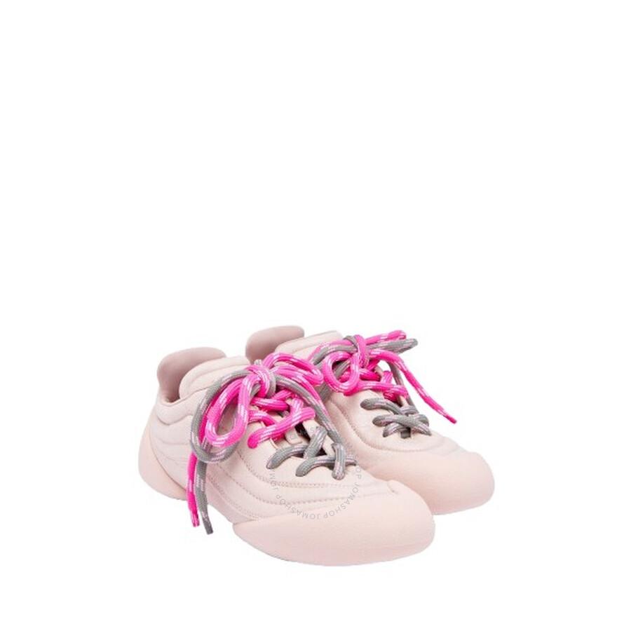Alexander McQueen Ladies Pinkish Crackled Leather Flexion Sneakers