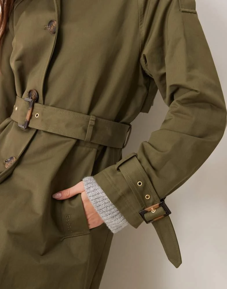 Barbour Barbour Marie showerproof trench coat in dark moss 4