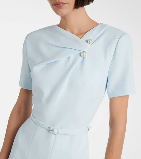 ROLAND MOURET Embellished belted cady midi dress 4