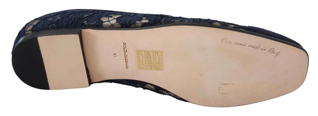 Dolce & Gabbana Dolce & Gabbana Blue Floral Lace Slip Ons Loafers Flats Shoes 5