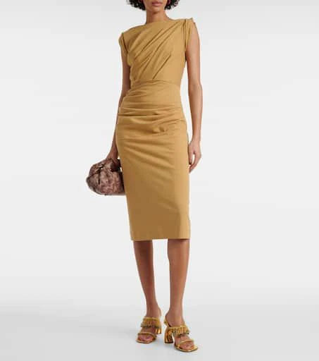 Dries Van Noten Gathered cotton jersey midi dress 6