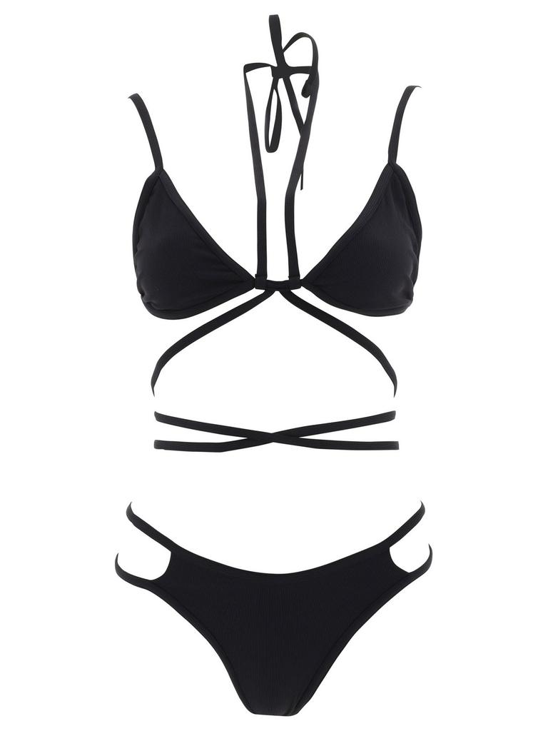 Andrea Adamo Andrea Adamo Ribbed Wraparound Halterneck Two-Piece Bikini