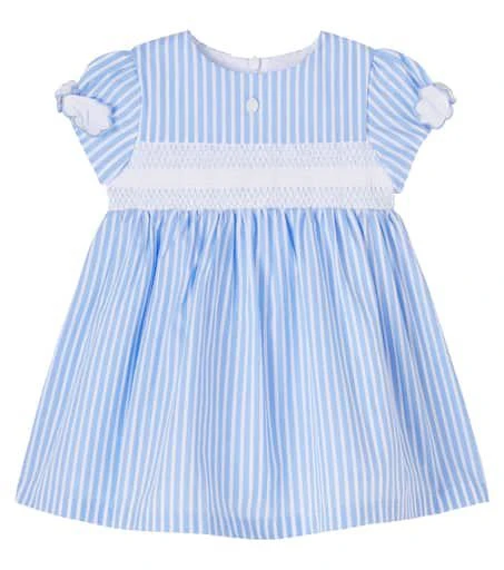 Patachou Baby bow-detail striped cotton poplin dress