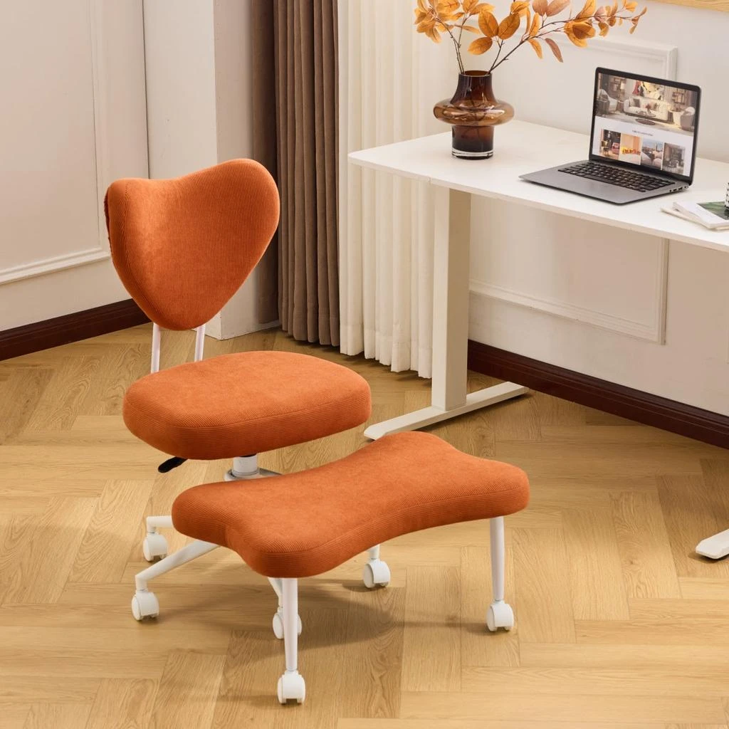 Streamdale Furniture Streamdale Meditation Chair, Ergonomic Cross-Legged Seating with Lumbar Support - ORANGE