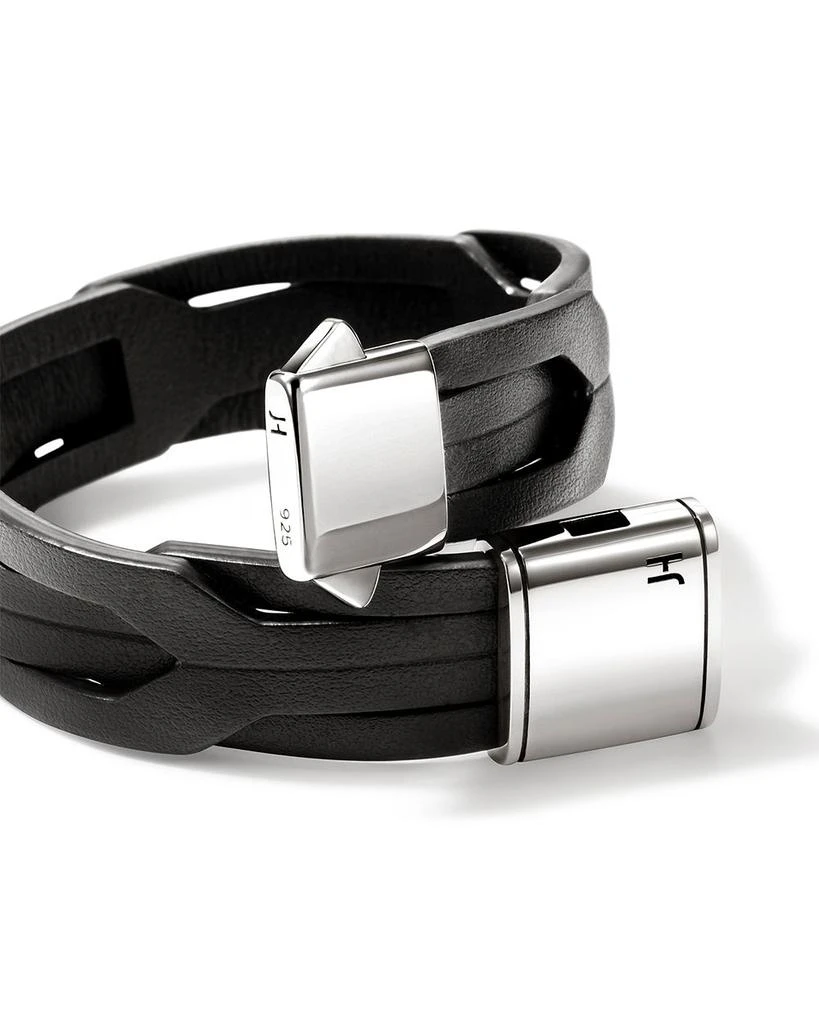 John Hardy Men
s Sterling Silver Icon Braided Leather Bracelet 4