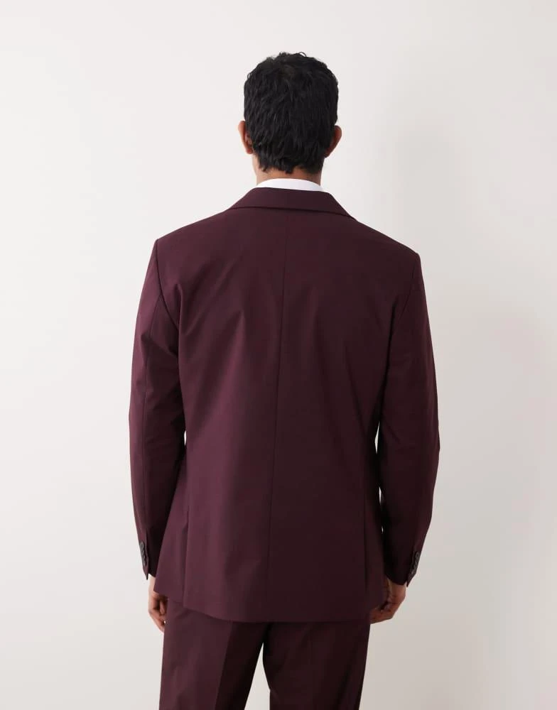 ASOS ASOS DESIGN regular double breasted suit jacket in burgundy 5