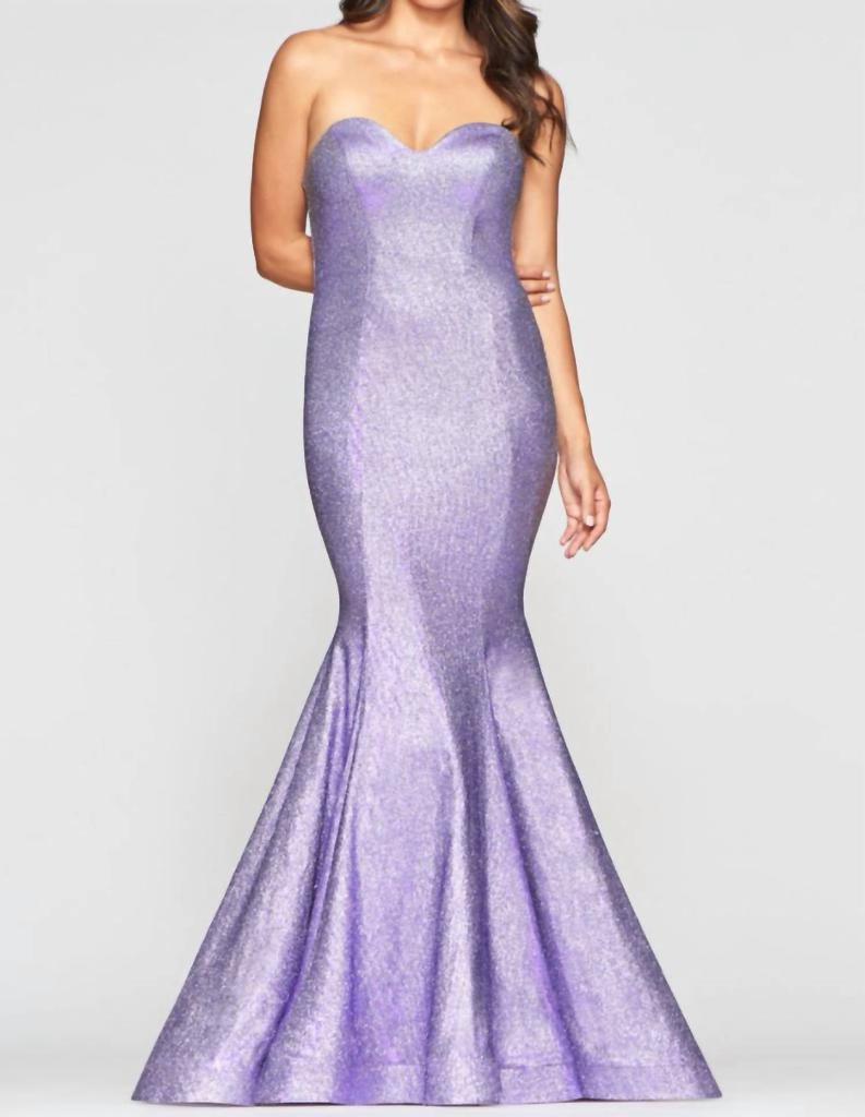 Faviana Metallic Strapless Gown