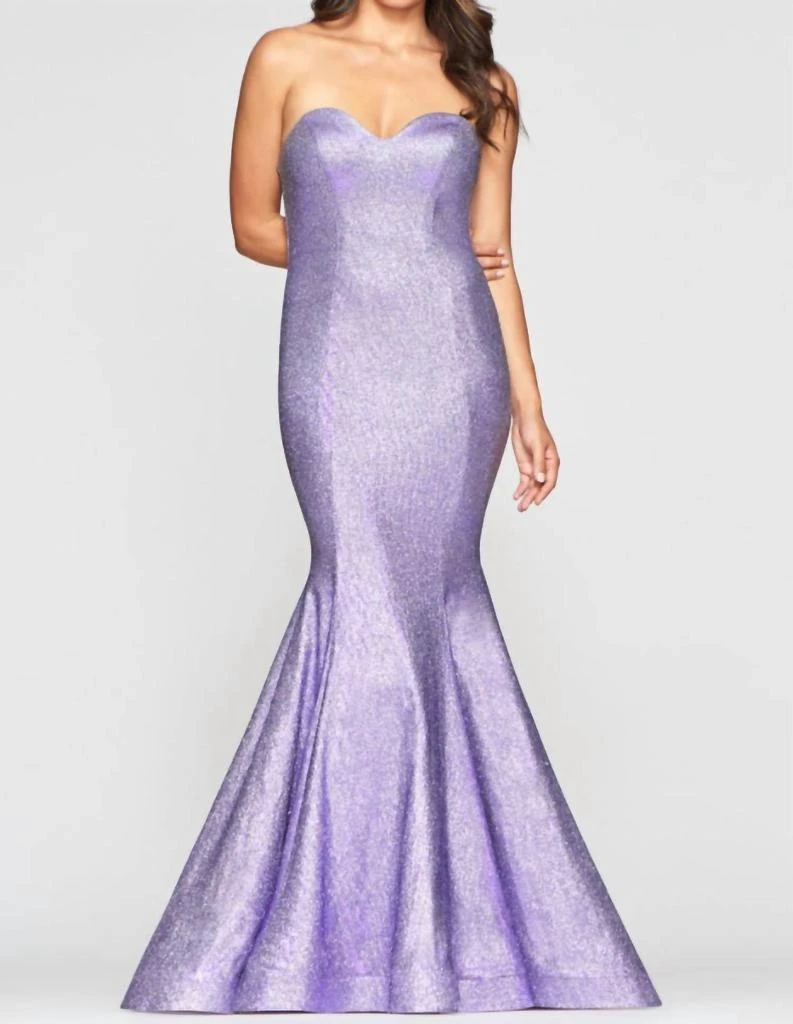 Faviana Metallic Strapless Gown 2