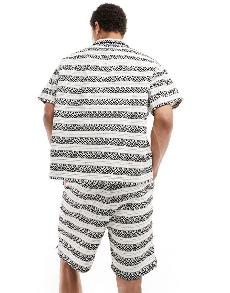 Native Youth Native Youth stripe jacquard shorts co-ord in black and white 3
